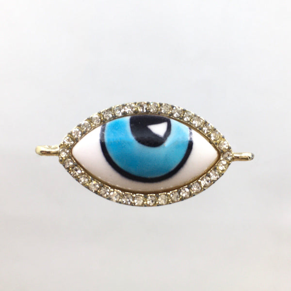 Evil Eye Allot Rhinestone Connector, Gold | Bellaire Wholesale