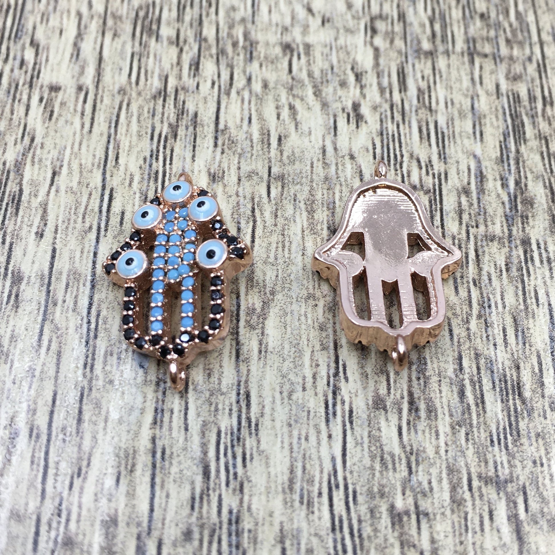  Brass Hamsa Hand w/ Evil Eye Black CZ Pave | Bellaire Wholesale