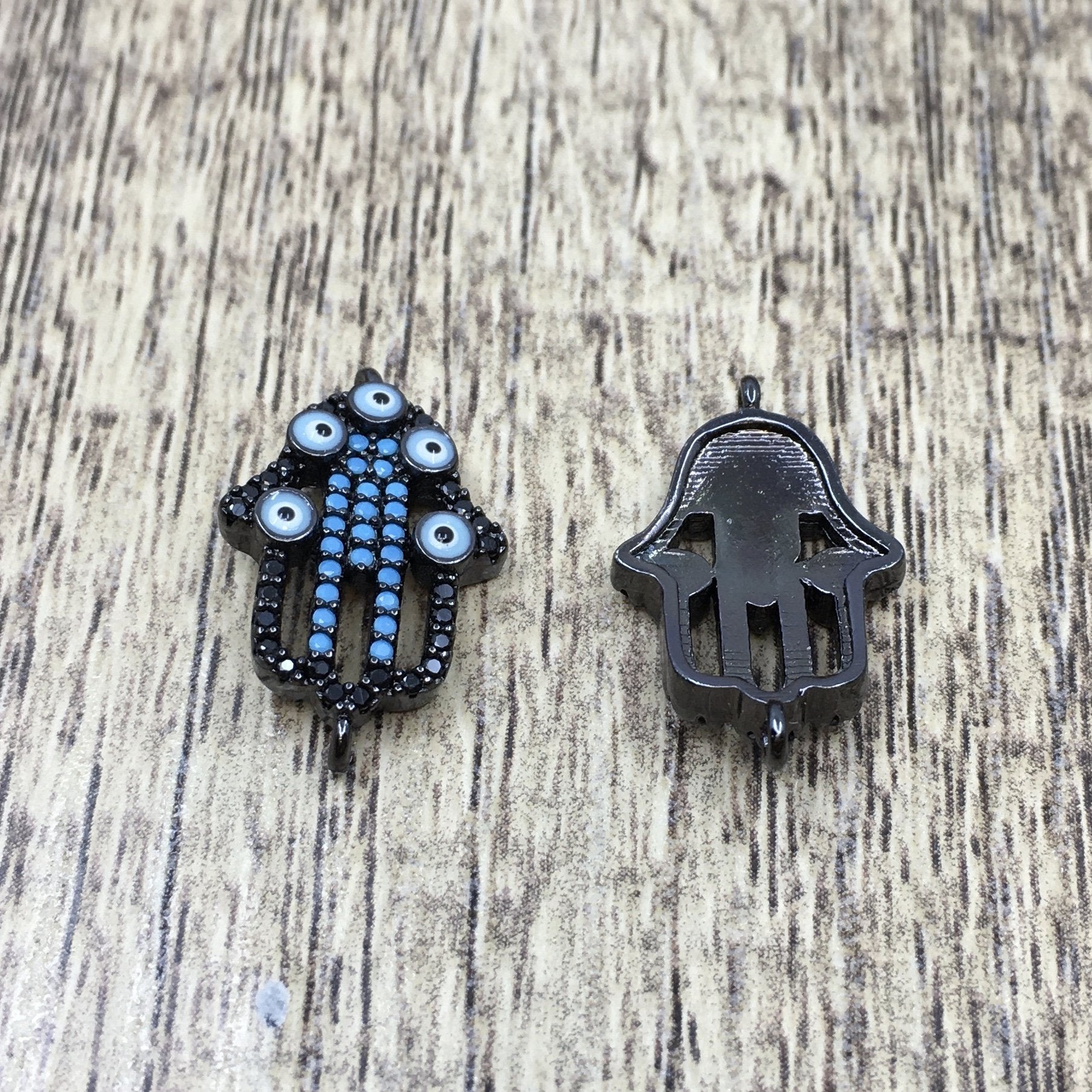  Brass Hamsa Hand w/ Evil Eye Black CZ Pave | Bellaire Wholesale