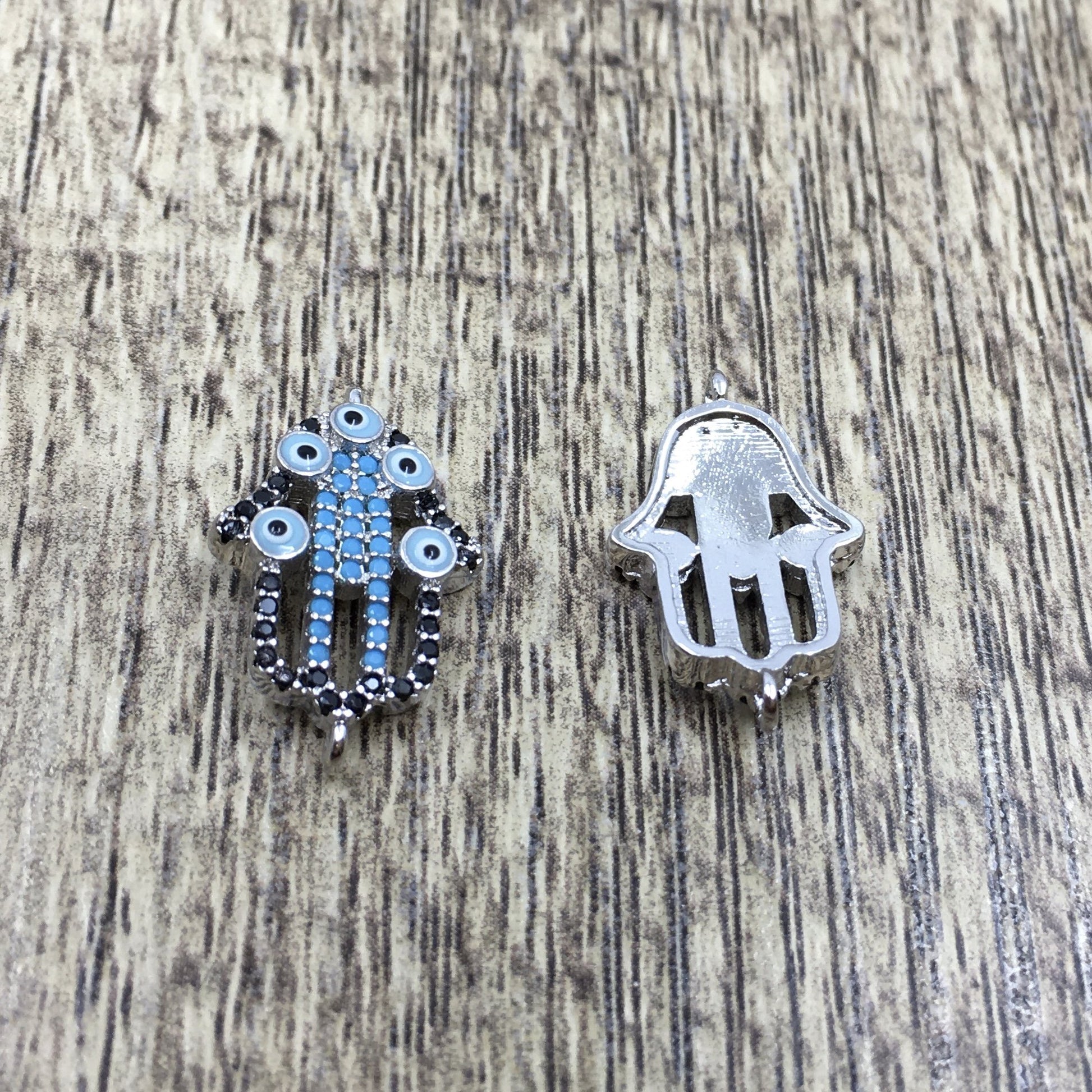  Brass Hamsa Hand w/ Evil Eye Black CZ Pave | Bellaire Wholesale