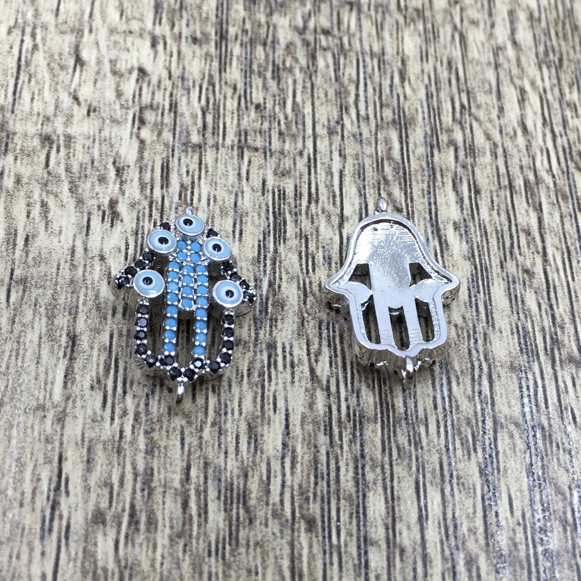  Brass Hamsa Hand w/ Evil Eye Black CZ Pave | Bellaire Wholesale