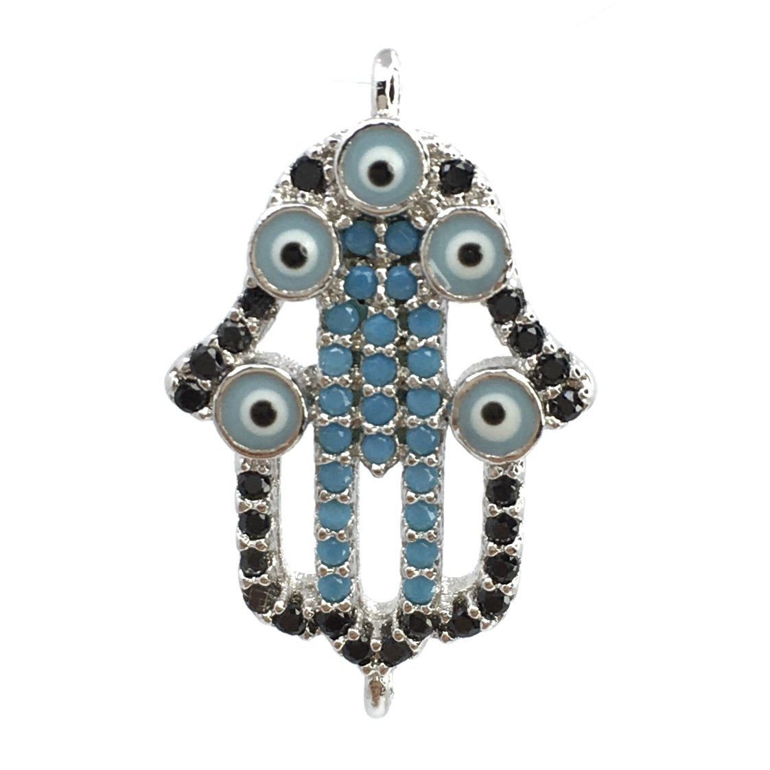  Brass Hamsa Hand w/ Evil Eye Black CZ Pave | Bellaire Wholesale