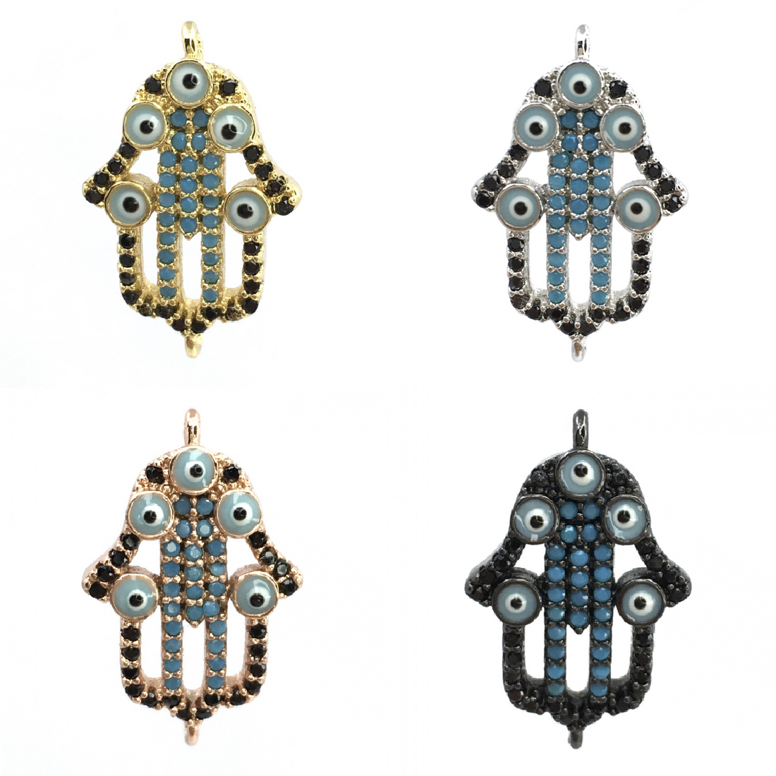  Brass Hamsa Hand w/ Evil Eye Black CZ Pave | Bellaire Wholesale