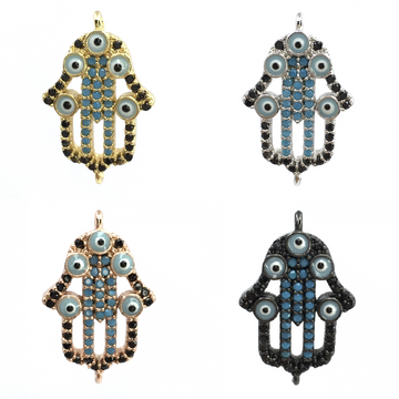  Brass Hamsa Hand w/ Evil Eye Black CZ Pave | Bellaire Wholesale