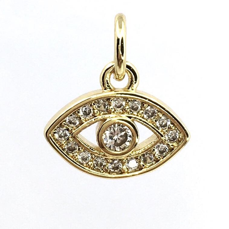 Brass CZ Pave Evil Eye charm | Bellaire Wholesale