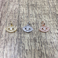 Brass CZ Pave Evil Eye charm | Bellaire Wholesale