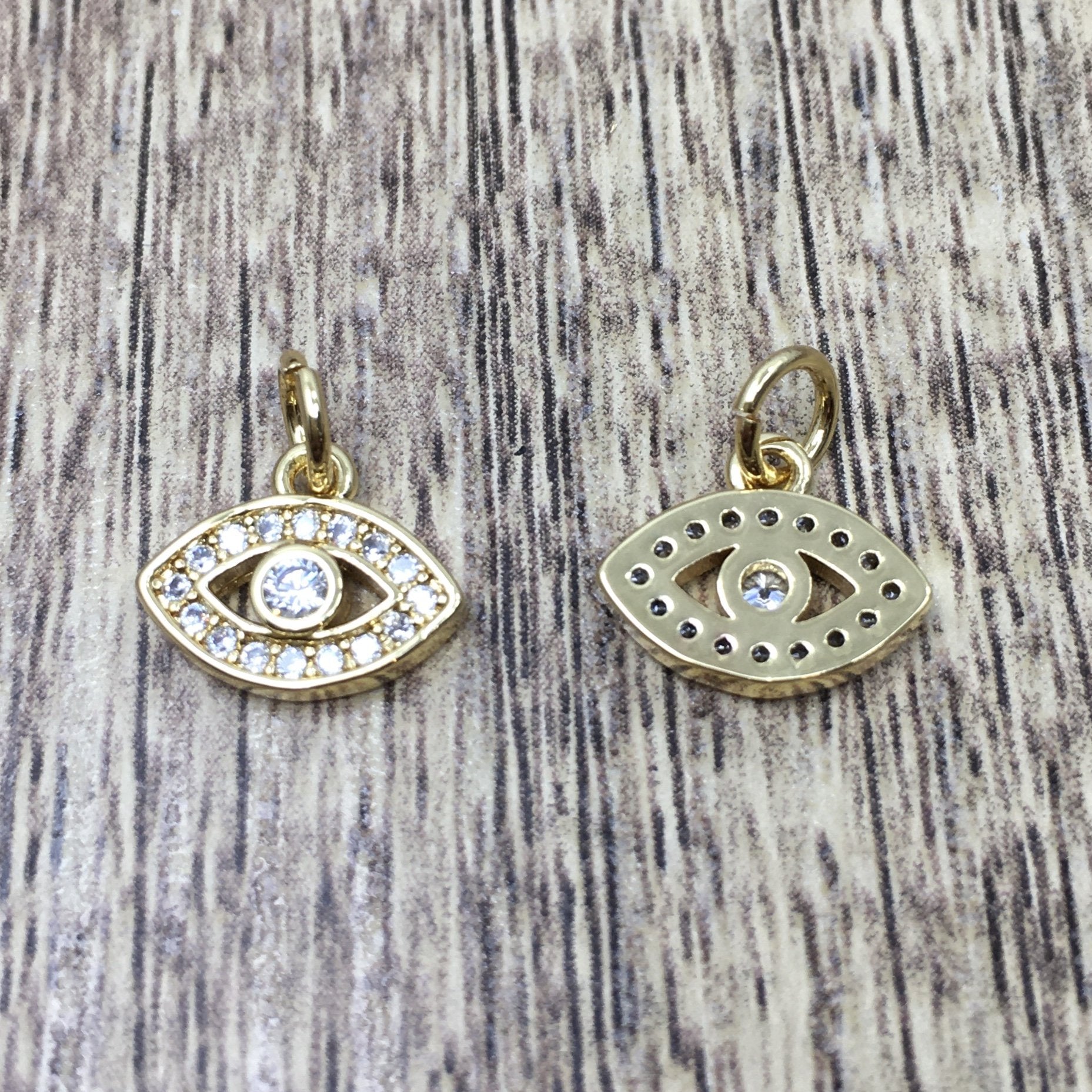 Brass CZ Pave Evil Eye charm | Bellaire Wholesale
