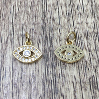 Brass CZ Pave Evil Eye charm | Bellaire Wholesale