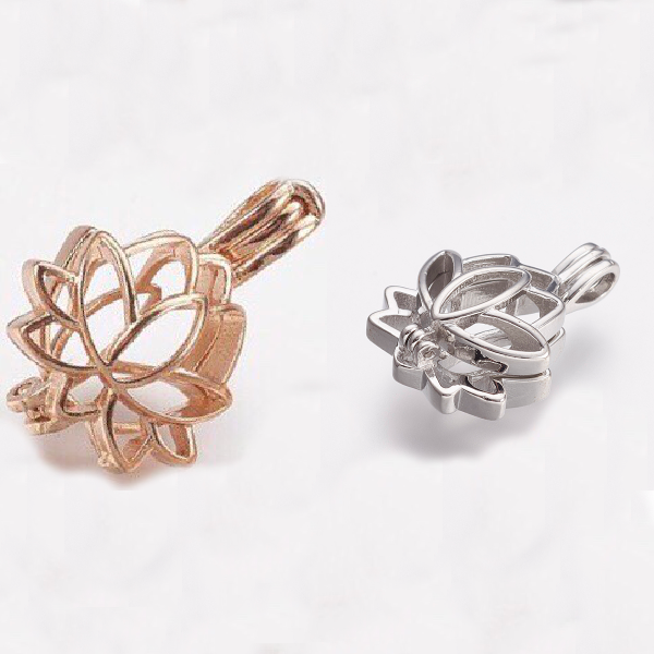 Lotus Cage Brass Pendant Rhodium and Rose Gold | Bellaire Wholesale