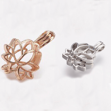 Lotus Cage Brass Pendant Rhodium and Rose Gold | Bellaire Wholesale