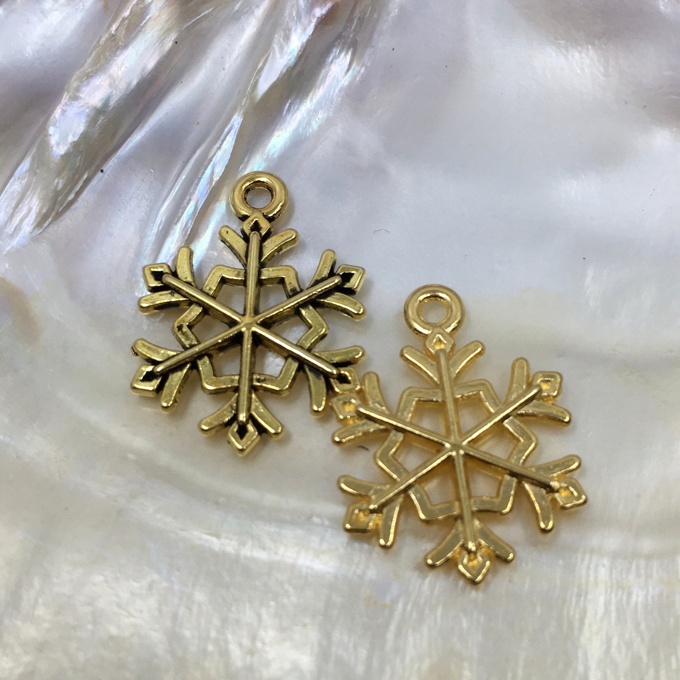 Gold and Antique Gold Alloy Snowflake Charm | Bellaire Wholesale