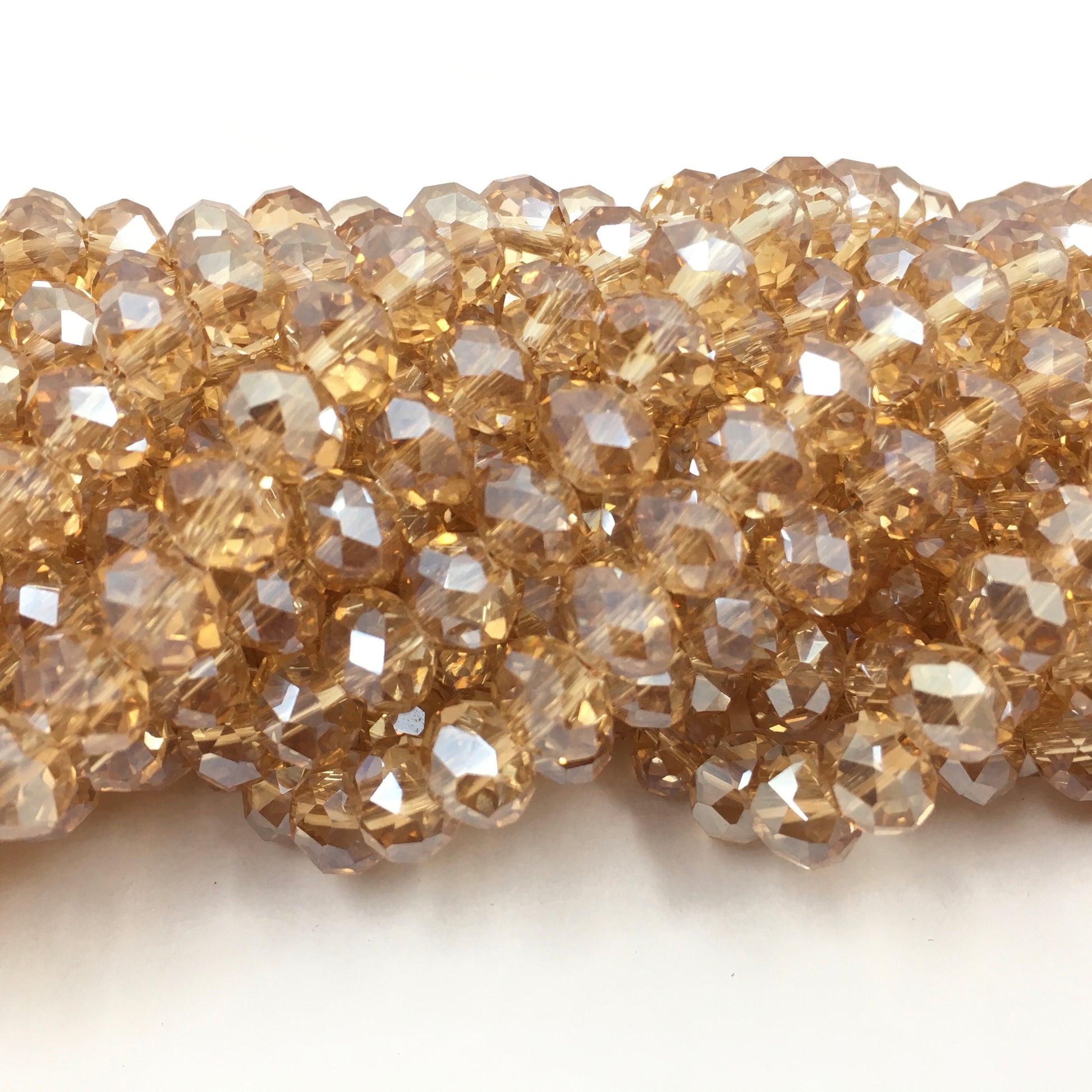 8mm Faceted Rondelle Golden Shadow Glass Bead | Bellaire Wholesale