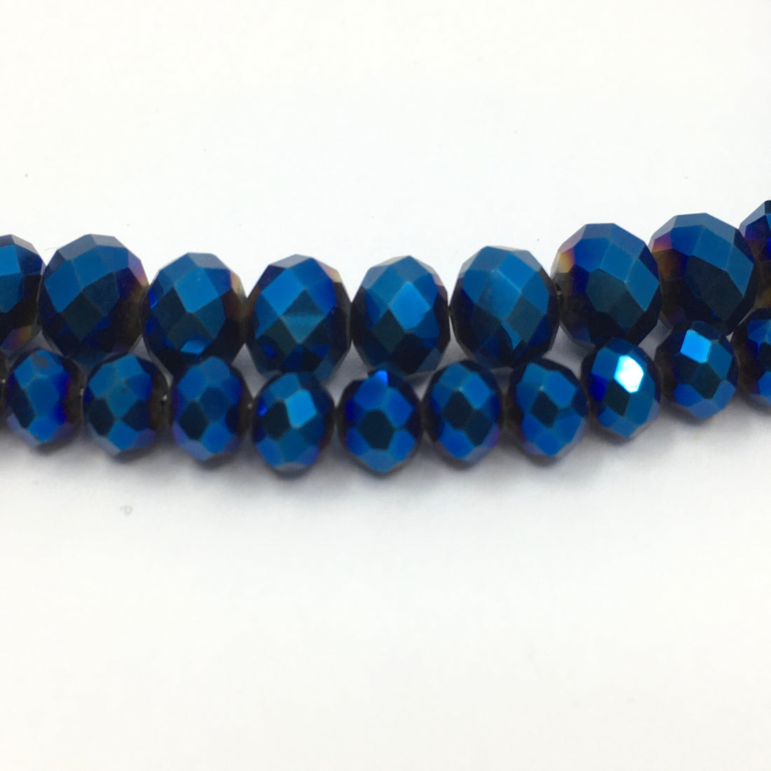 8mm Faceted Rondelle Metallic Blue Glass Bead | Bellaire Wholesale