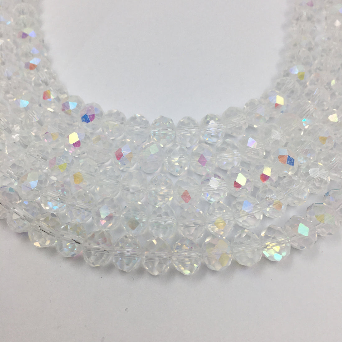 6mm Faceted Rondelle Clear double AB Glass Bead | Bellaire Wholesale