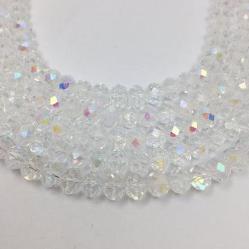 6mm Faceted Rondelle Clear double AB Glass Bead | Bellaire Wholesale