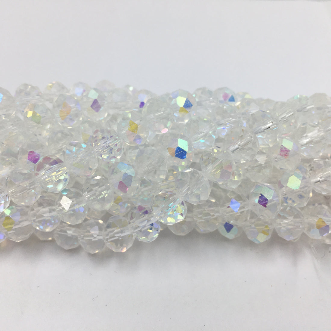 6mm Faceted Rondelle Clear double AB Glass Bead | Bellaire Wholesale