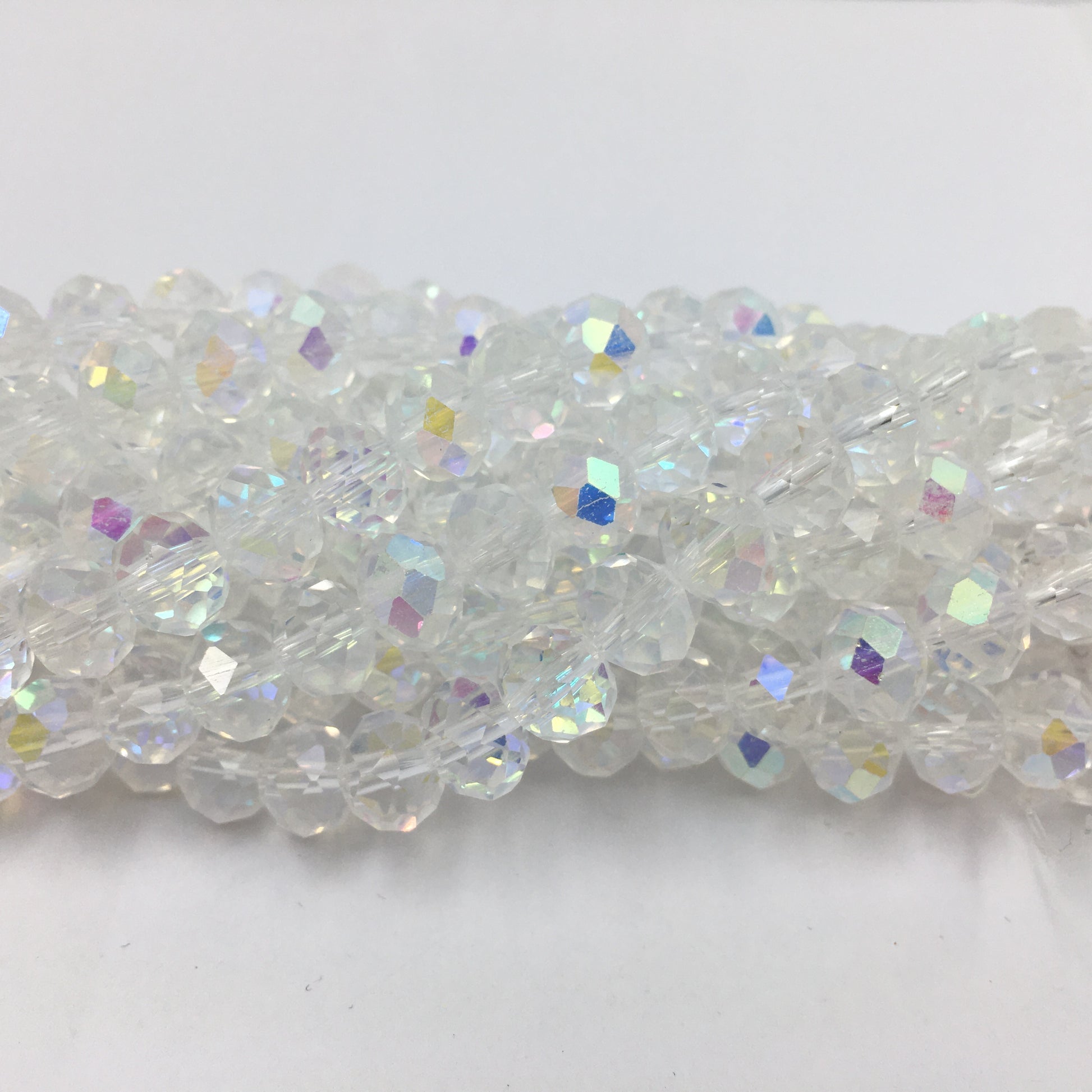 8mm Faceted Rondelle Clear double AB Glass Bead | Bellaire Wholesale