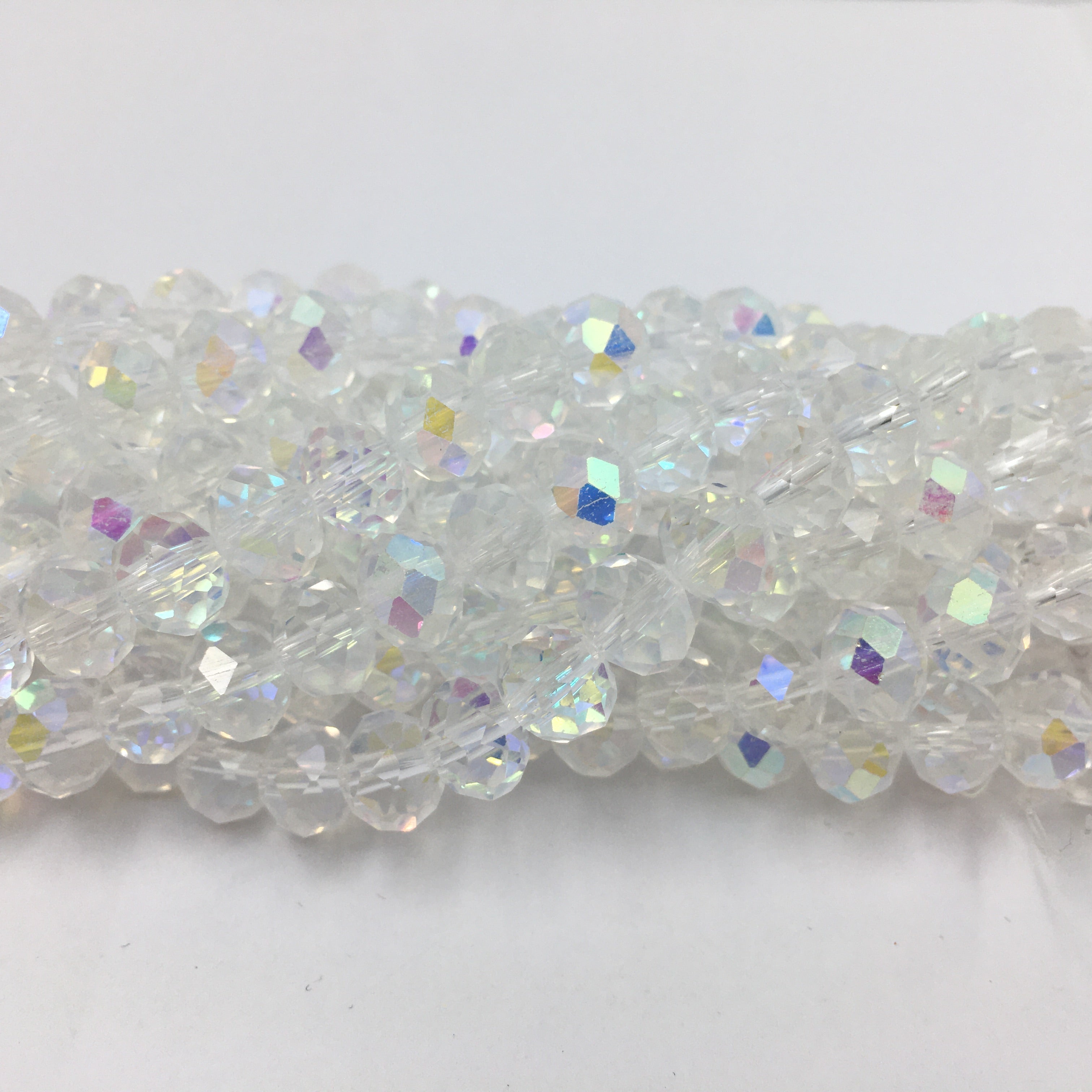 8mm Faceted Rondelle Clear double AB Glass Bead | Bellaire Wholesale