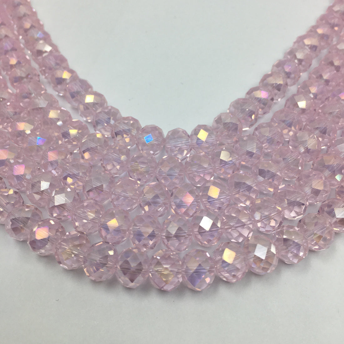 8mm Faceted Rondelle Light Pink Glass Bead | Bellaire Wholesale