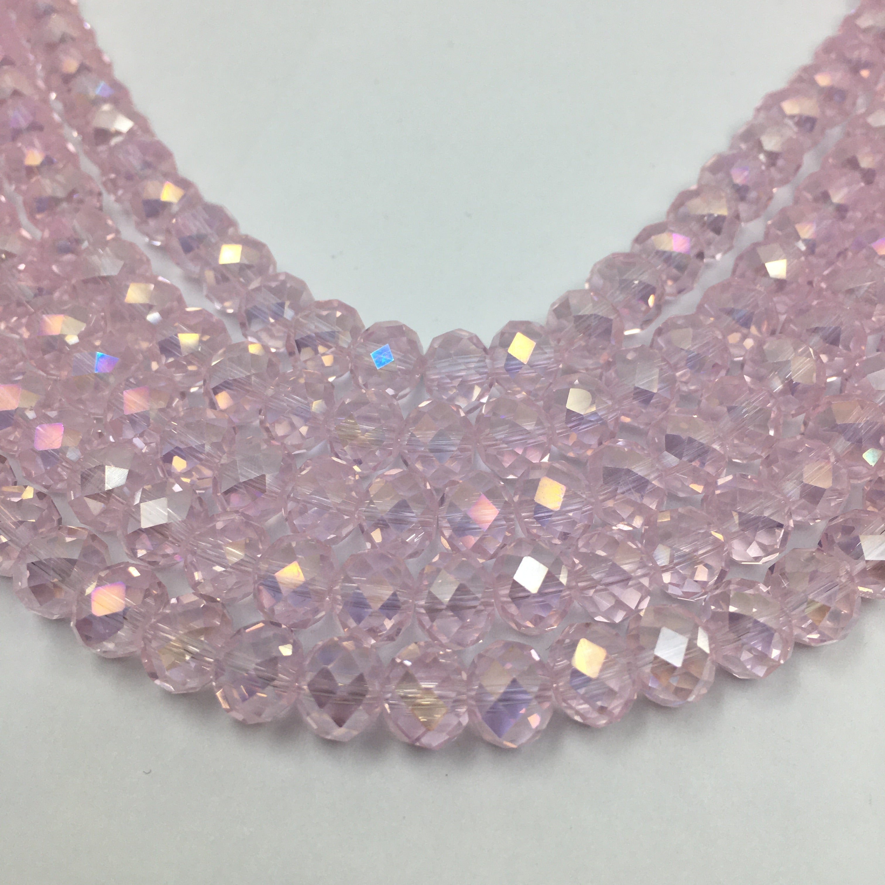 8mm Faceted Rondelle Light Pink Glass Bead | Bellaire Wholesale