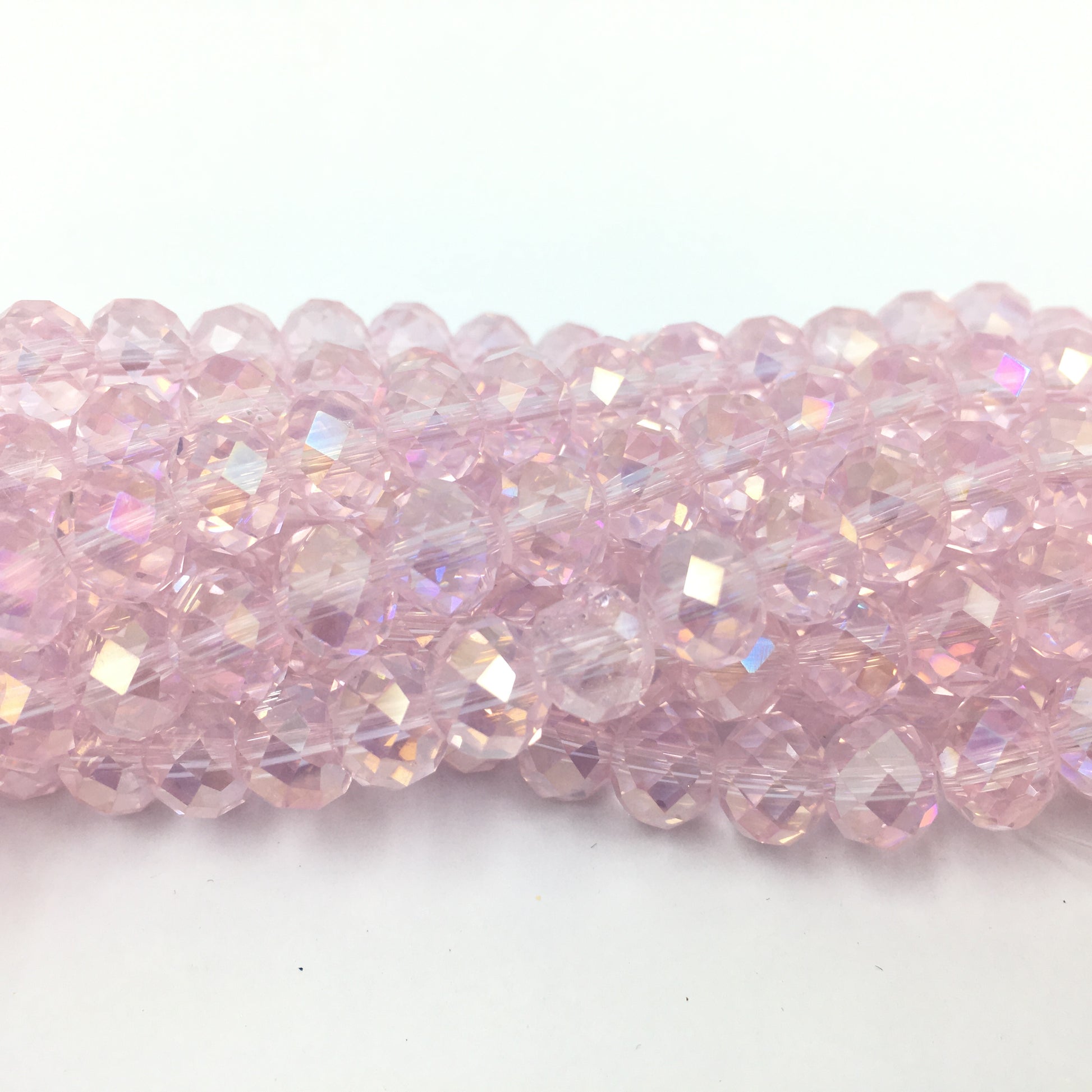 6mm Faceted Rondelle Light Pink Glass Bead | Bellaire Wholesale