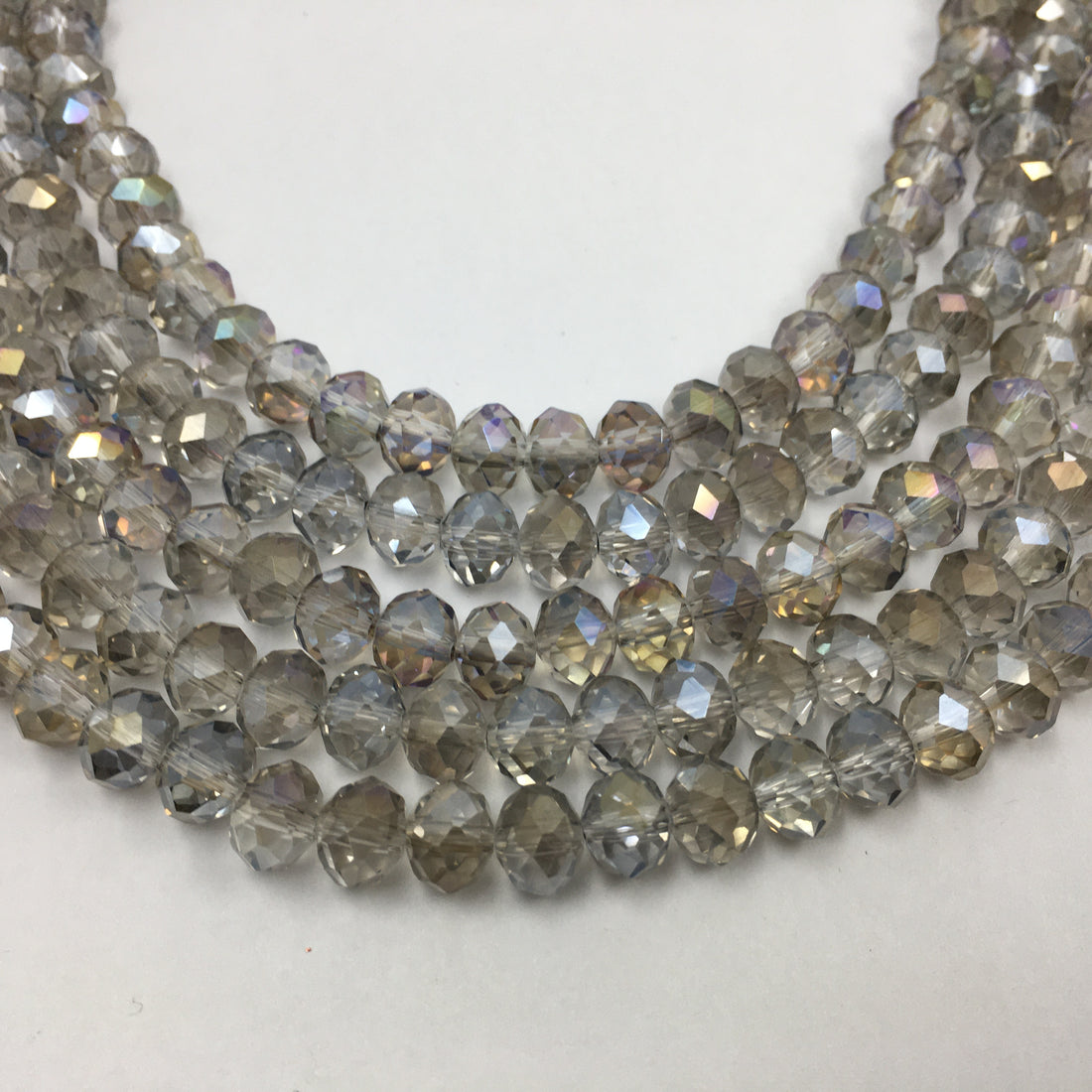 8mm Faceted Rondelle Grey Glass Bead | Bellaire Wholesale