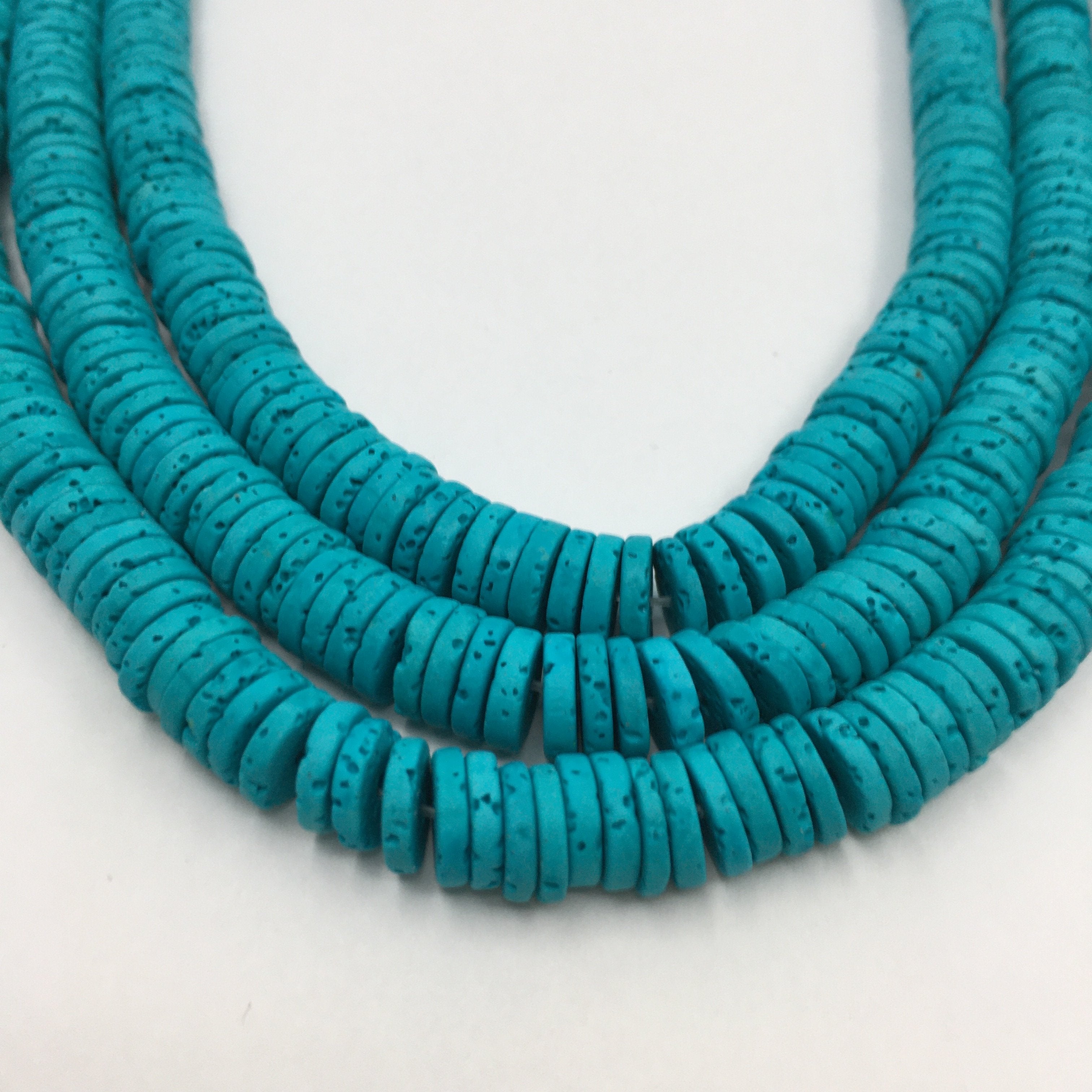 8mm Turquoise Lava Disc Bead | Bellaire Wholesale