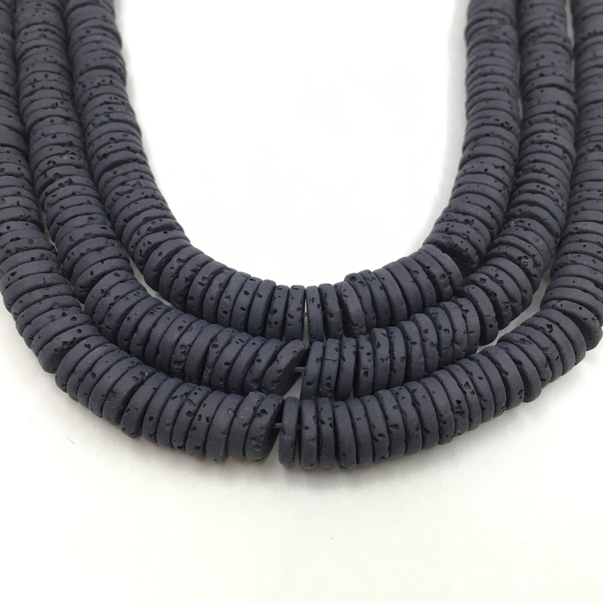 8mm Black Lava Disc Bead | Bellaire Wholesale