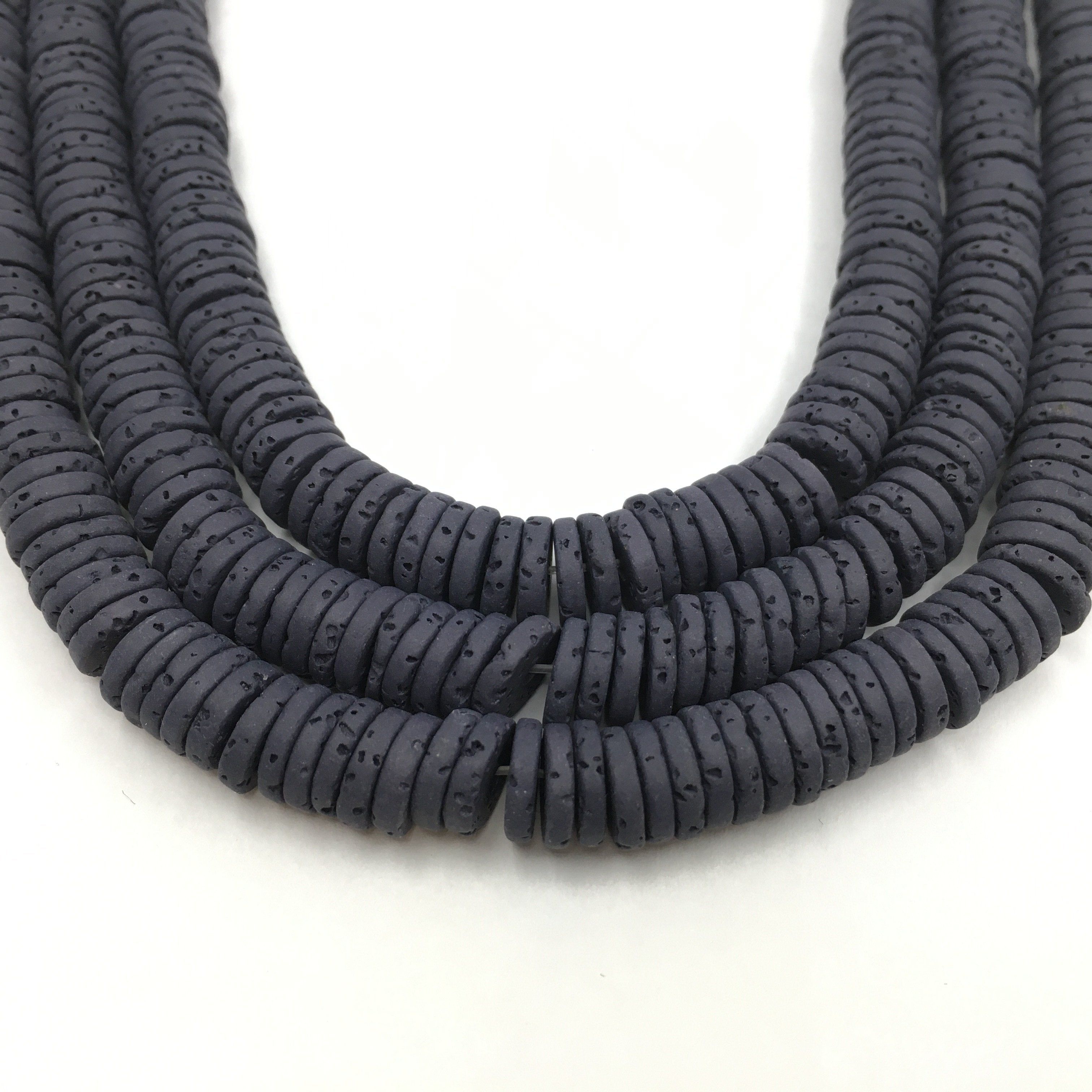 8mm Black Lava Disc Bead | Bellaire Wholesale