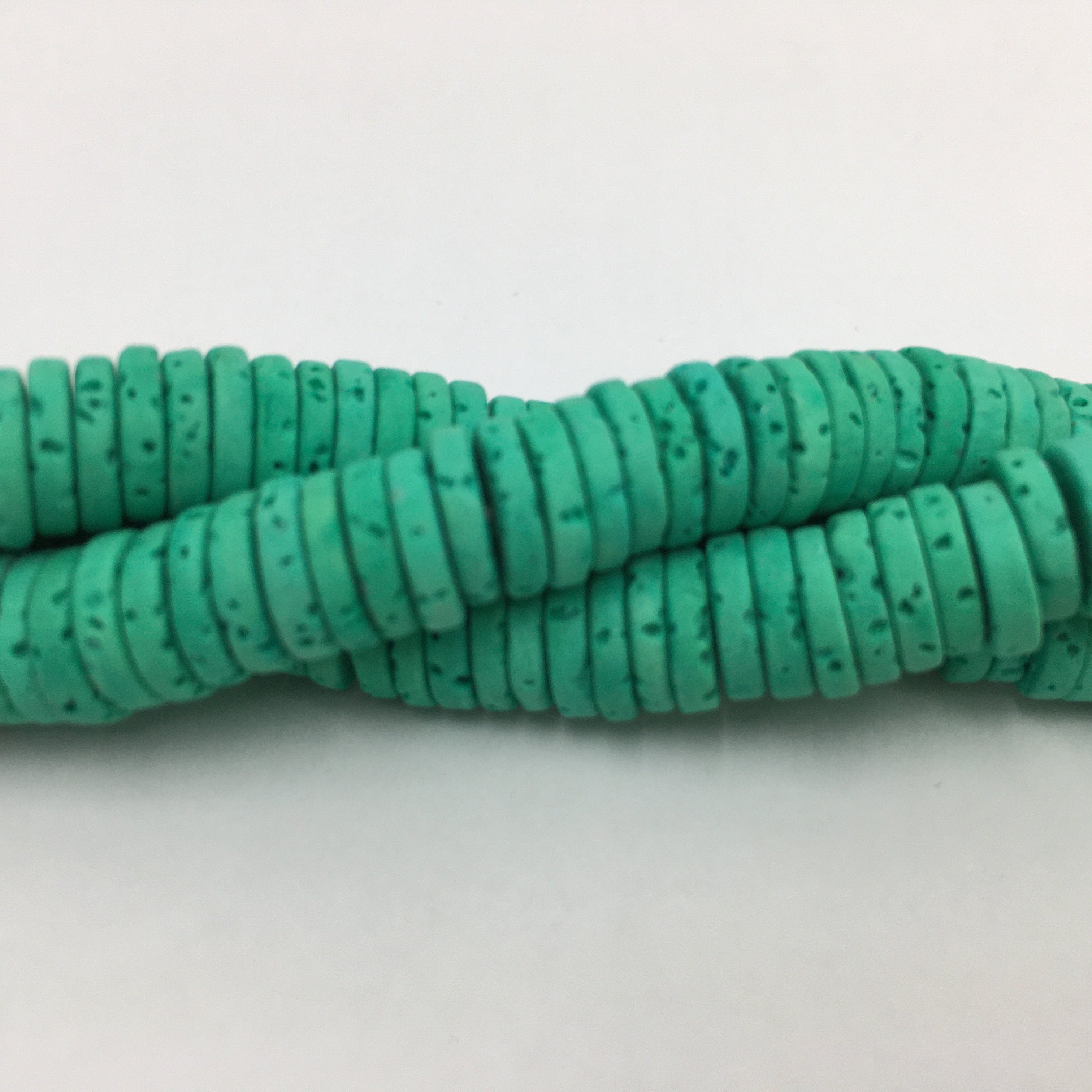 8mm Green Lava Disc Bead | Bellaire Wholesale