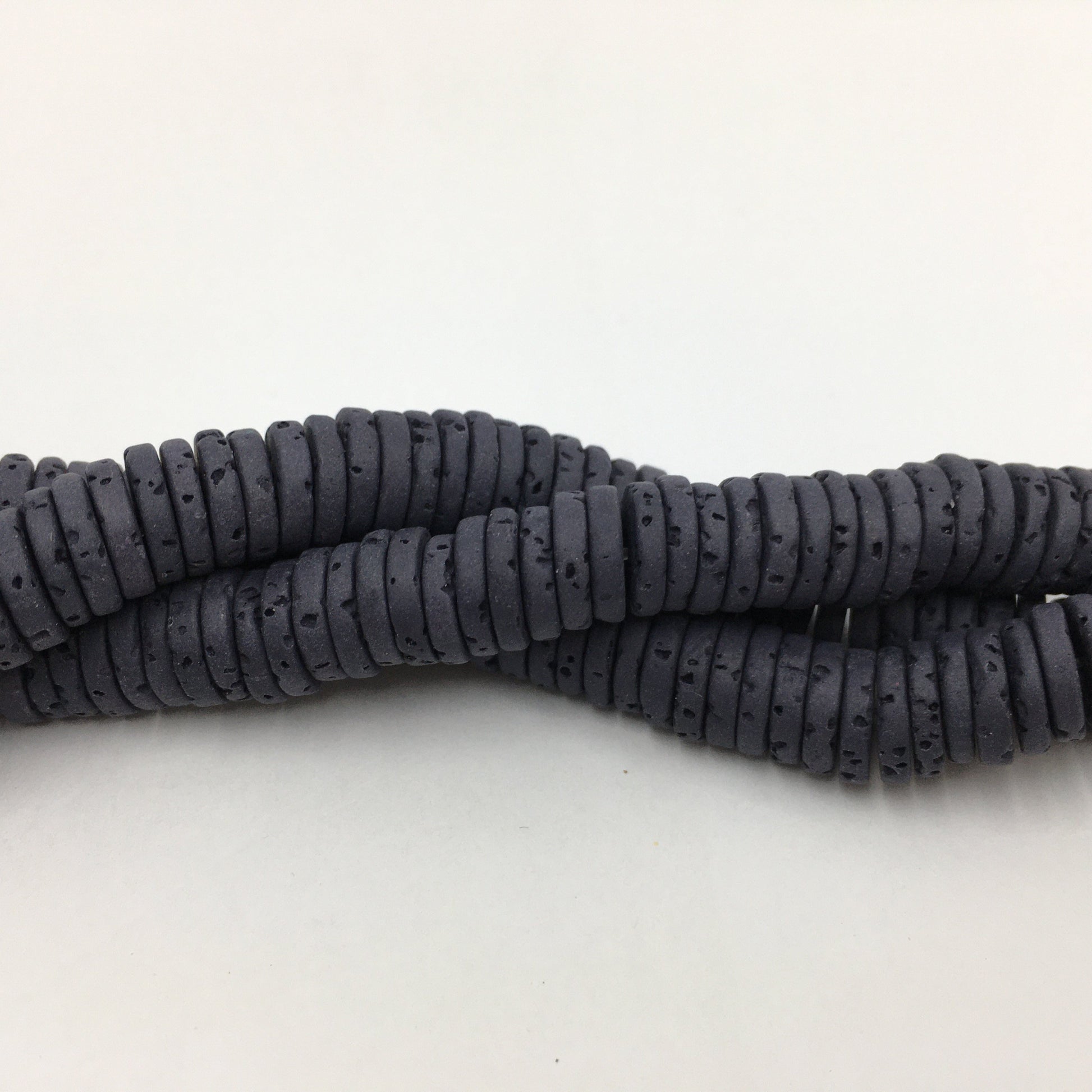 8mm Black Lava Disc Bead | Bellaire Wholesale