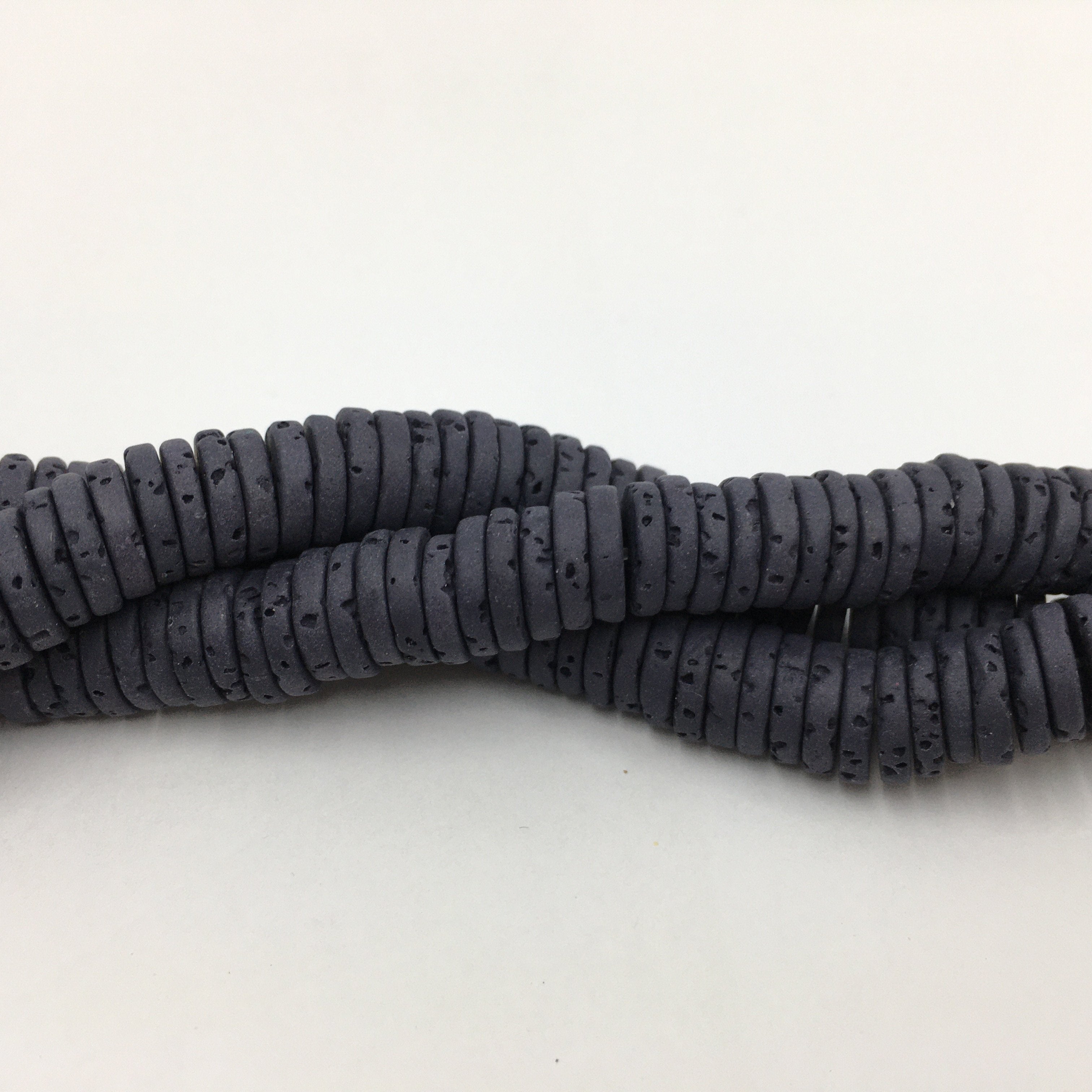 8mm Black Lava Disc Bead | Bellaire Wholesale