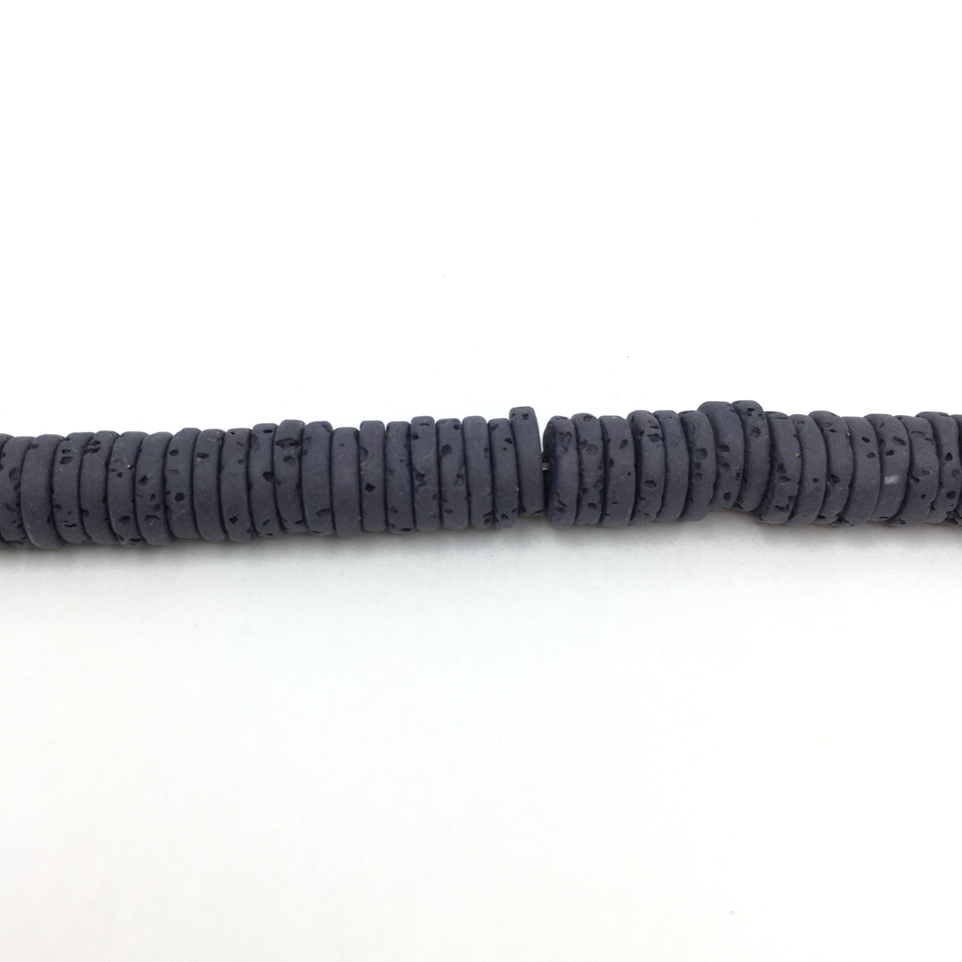 8mm Black Lava Disc Bead | Bellaire Wholesale