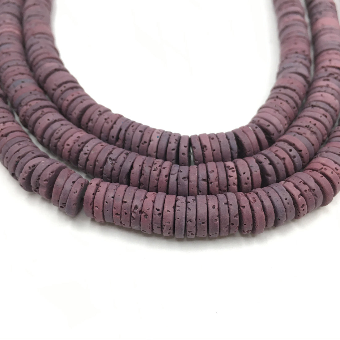 8mm Burgundy Lava Disc Bead | Bellaire Wholesale