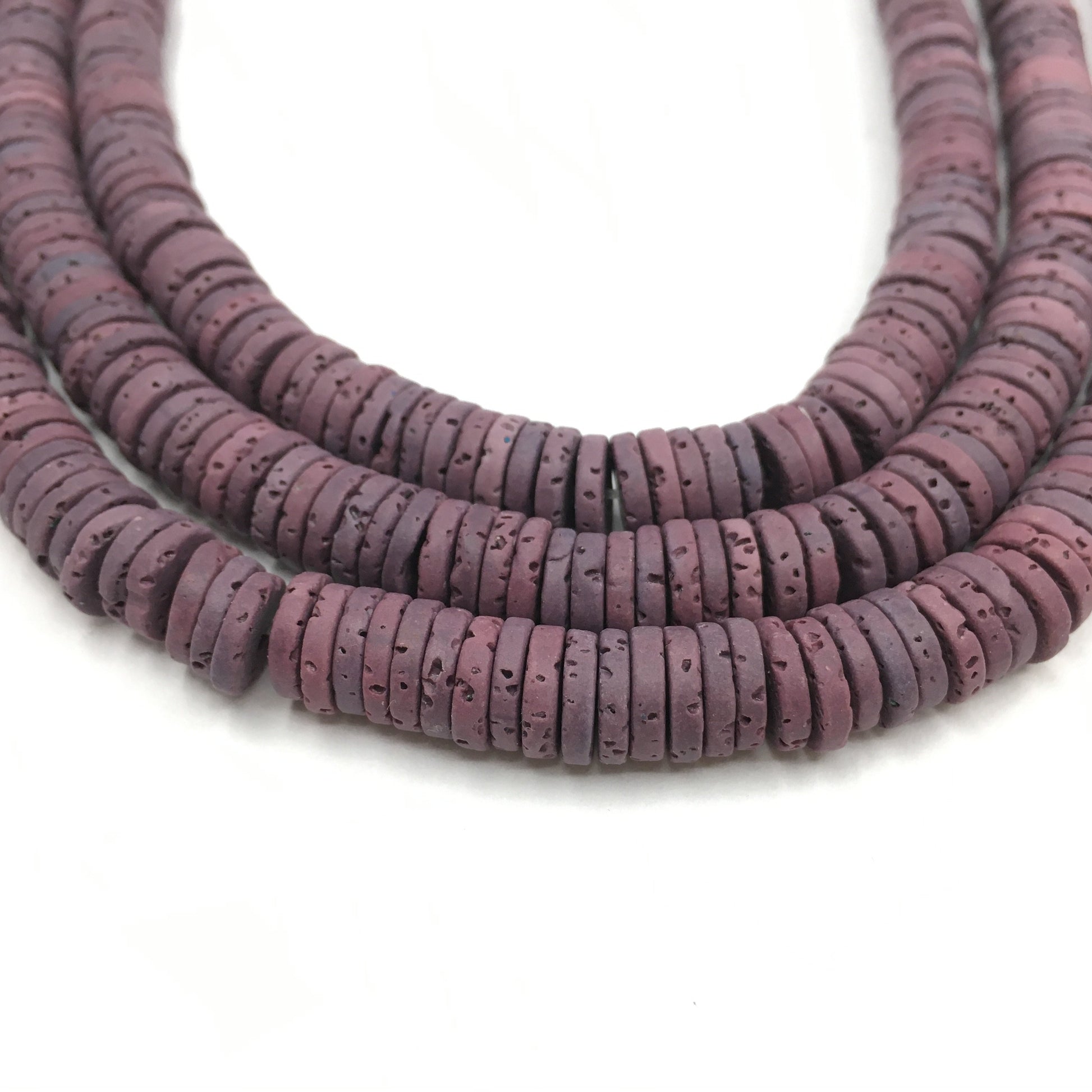 8mm Burgundy Lava Disc Bead | Bellaire Wholesale