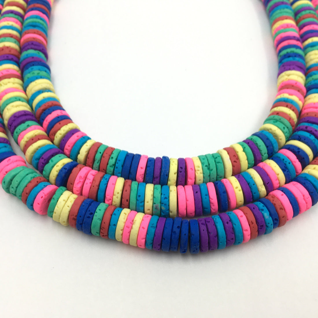 8mm Multicolored Lava Disc Beads | Bellaire Wholesale