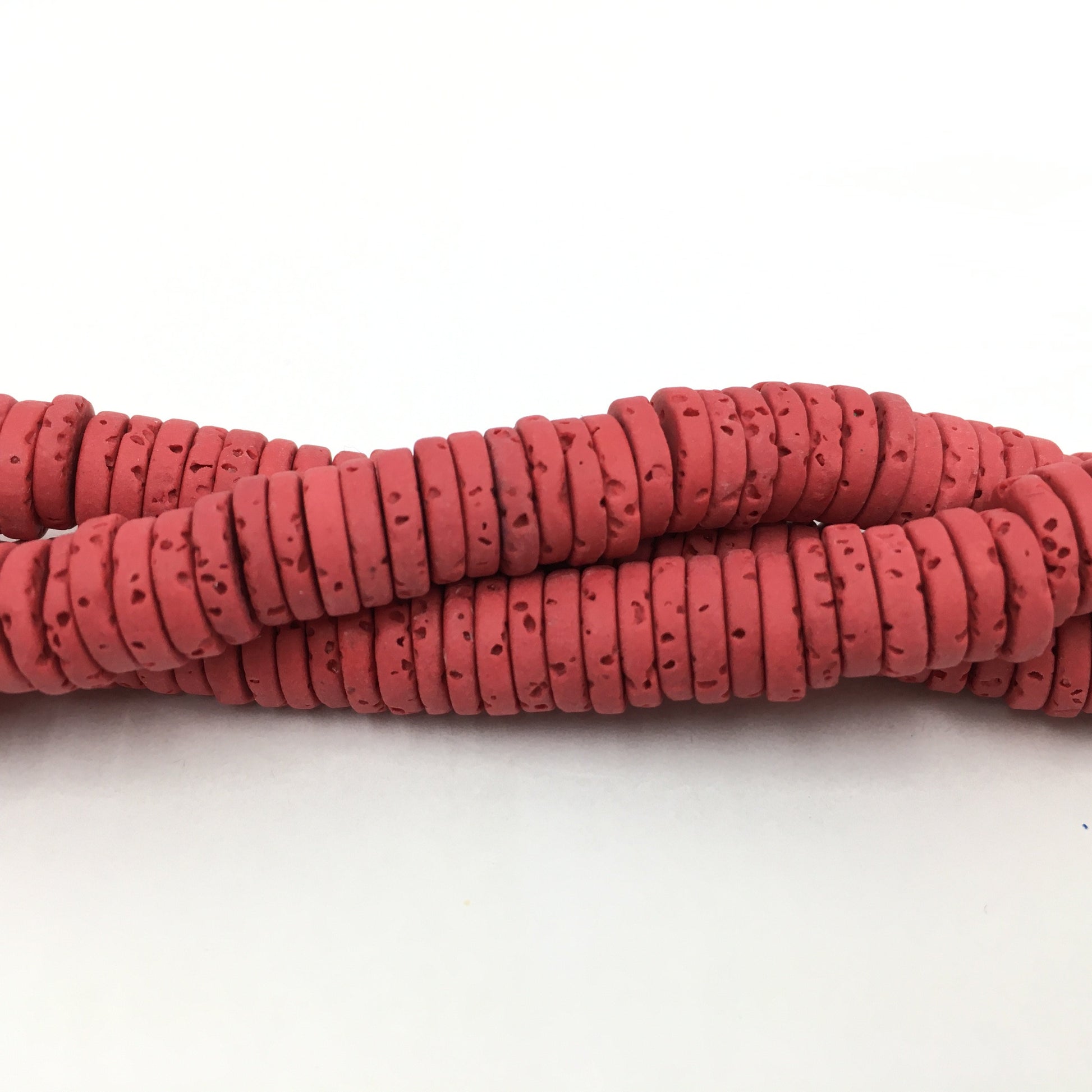 8mm Red Lava Disc Bead | Bellaire Wholesale