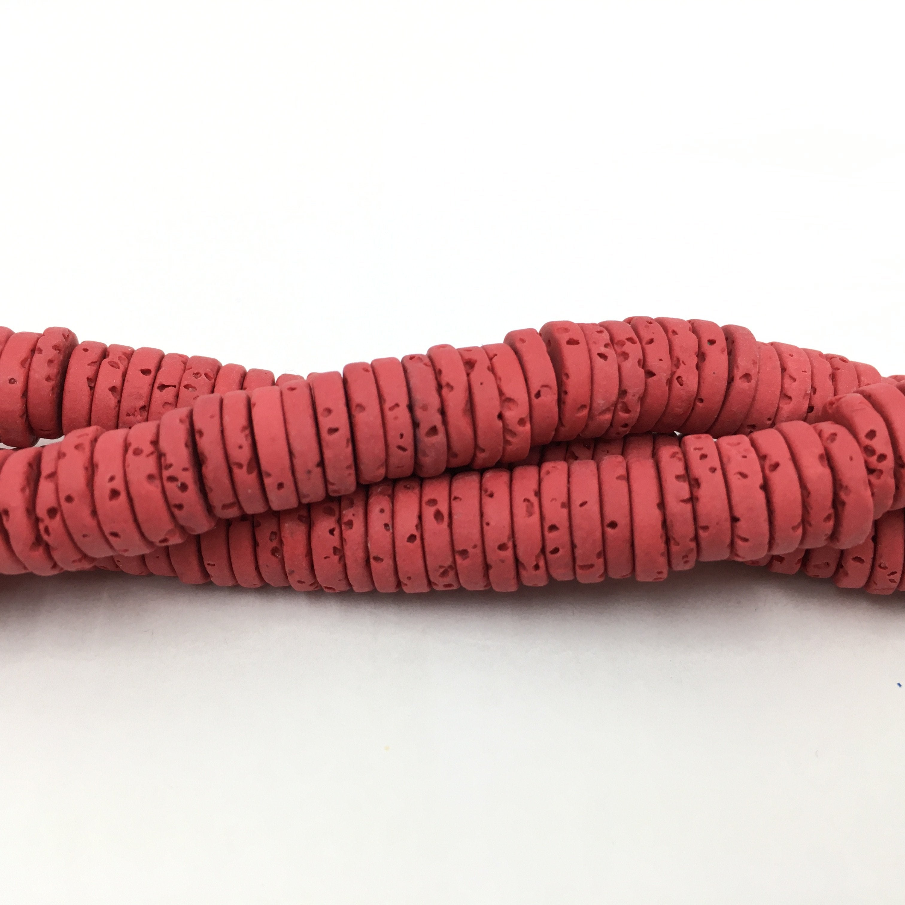 8mm Red Lava Disc Bead | Bellaire Wholesale