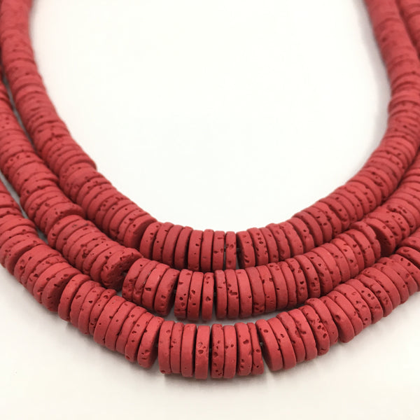 8mm Red Lava Disc Bead | Bellaire Wholesale