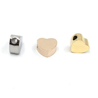 Gold, RoseGold and Rhodium Steel Heart Bead | Bellaire Wholesale