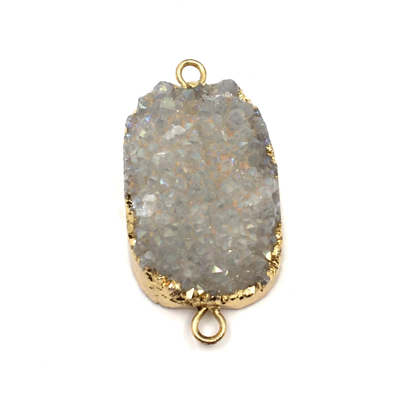 40mm Druzy Rose Quartz Connector | Bellaire Wholesale