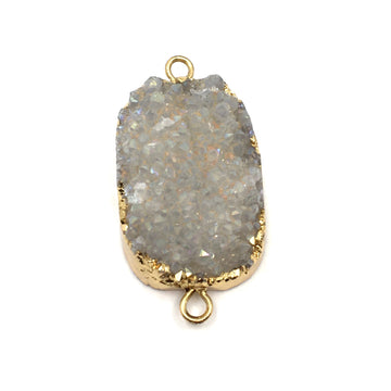 40mm Druzy Rose Quartz Connector | Bellaire Wholesale