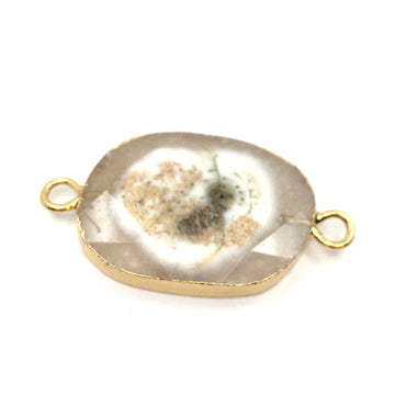40mm Druzy White Agate Connector | Bellaire Wholesale