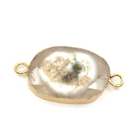 40mm Druzy White Agate Connector | Bellaire Wholesale