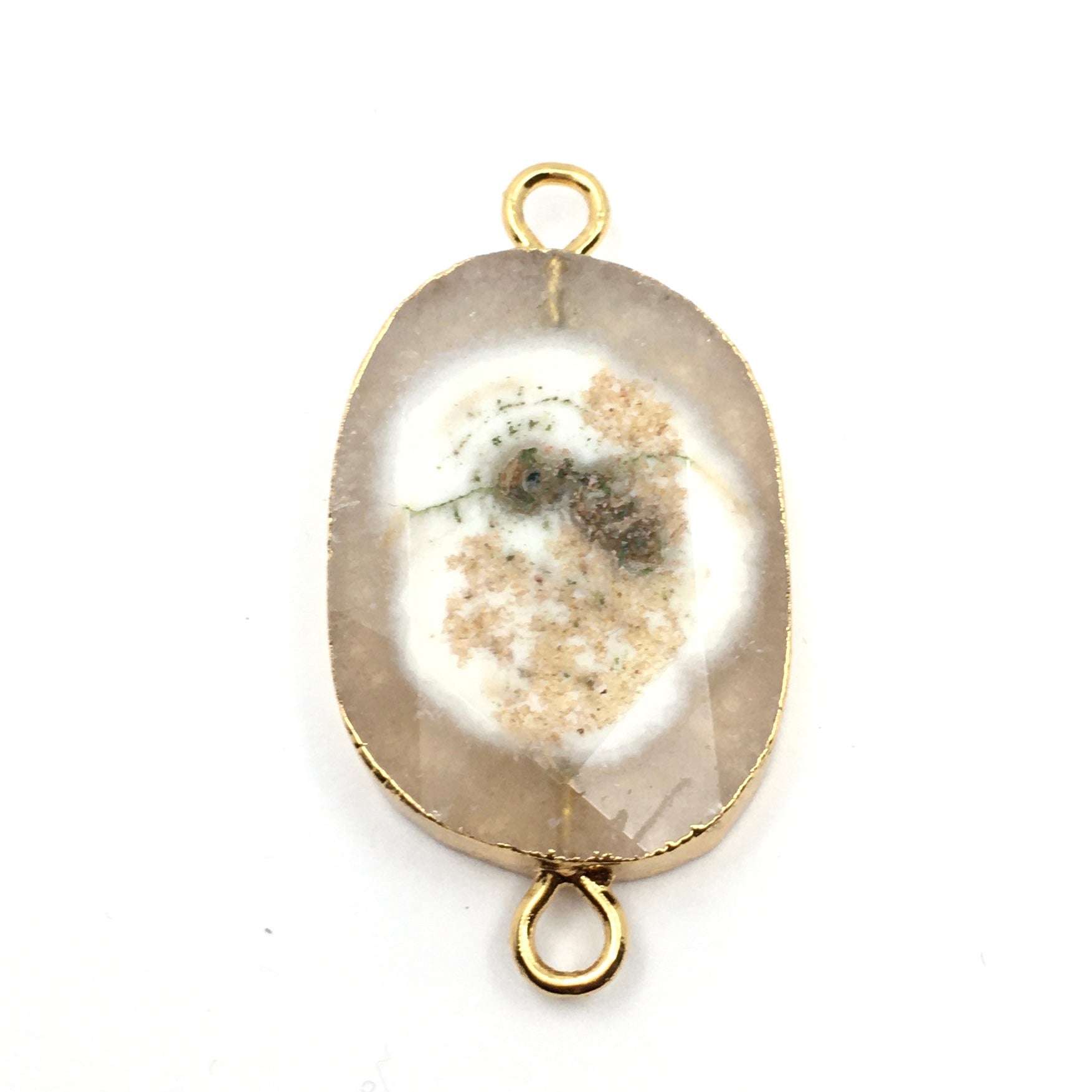 40mm Druzy White Agate Connector | Bellaire Wholesale