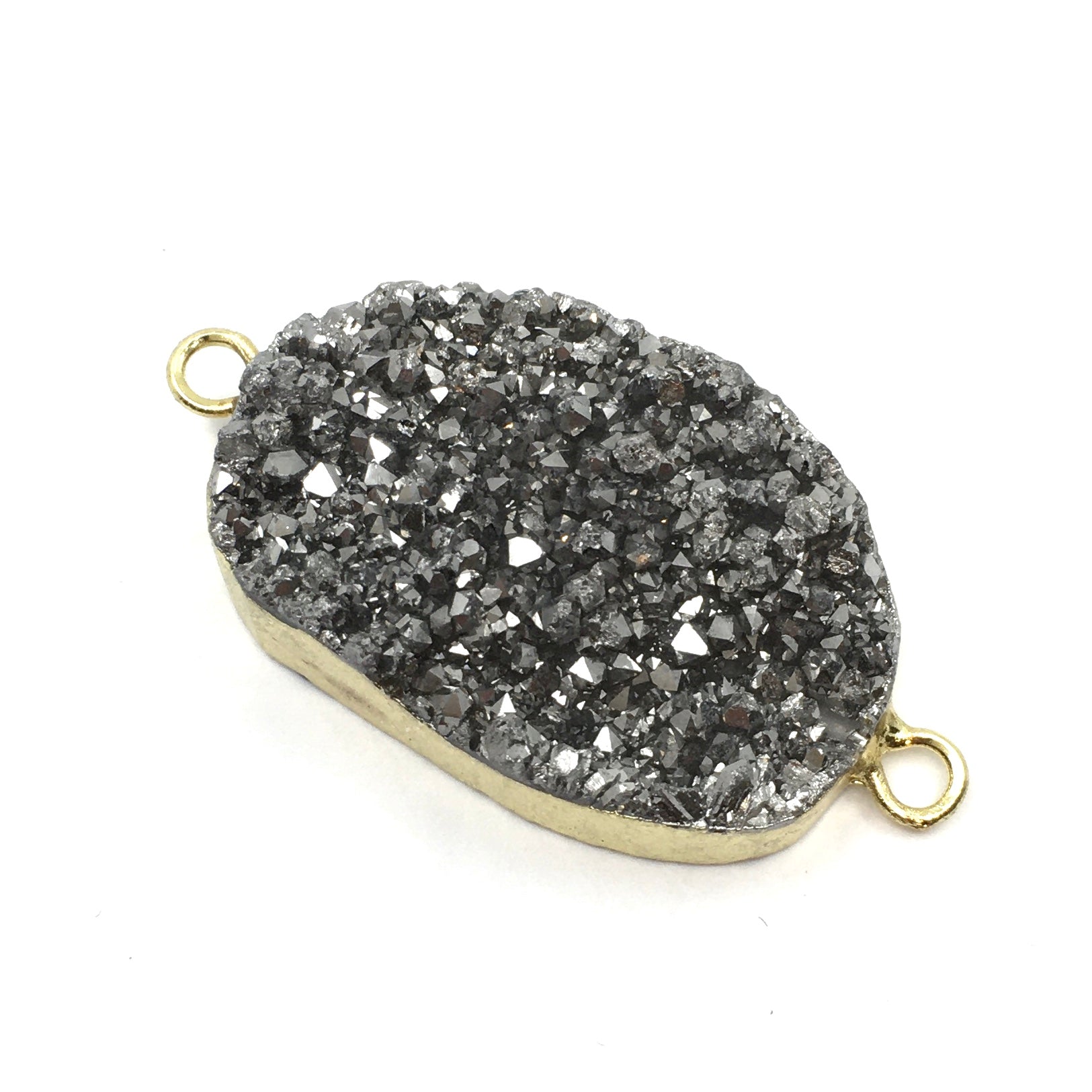 40mm Druzy Rose Quartz Connector | Bellaire Wholesale