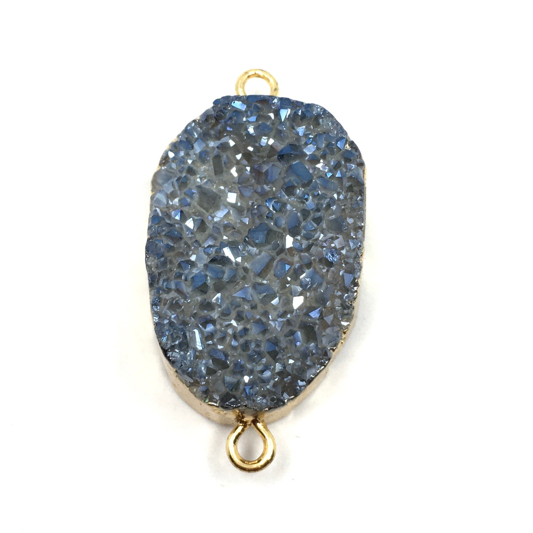 40mm Druzy Rose Quartz Connector | Bellaire Wholesale