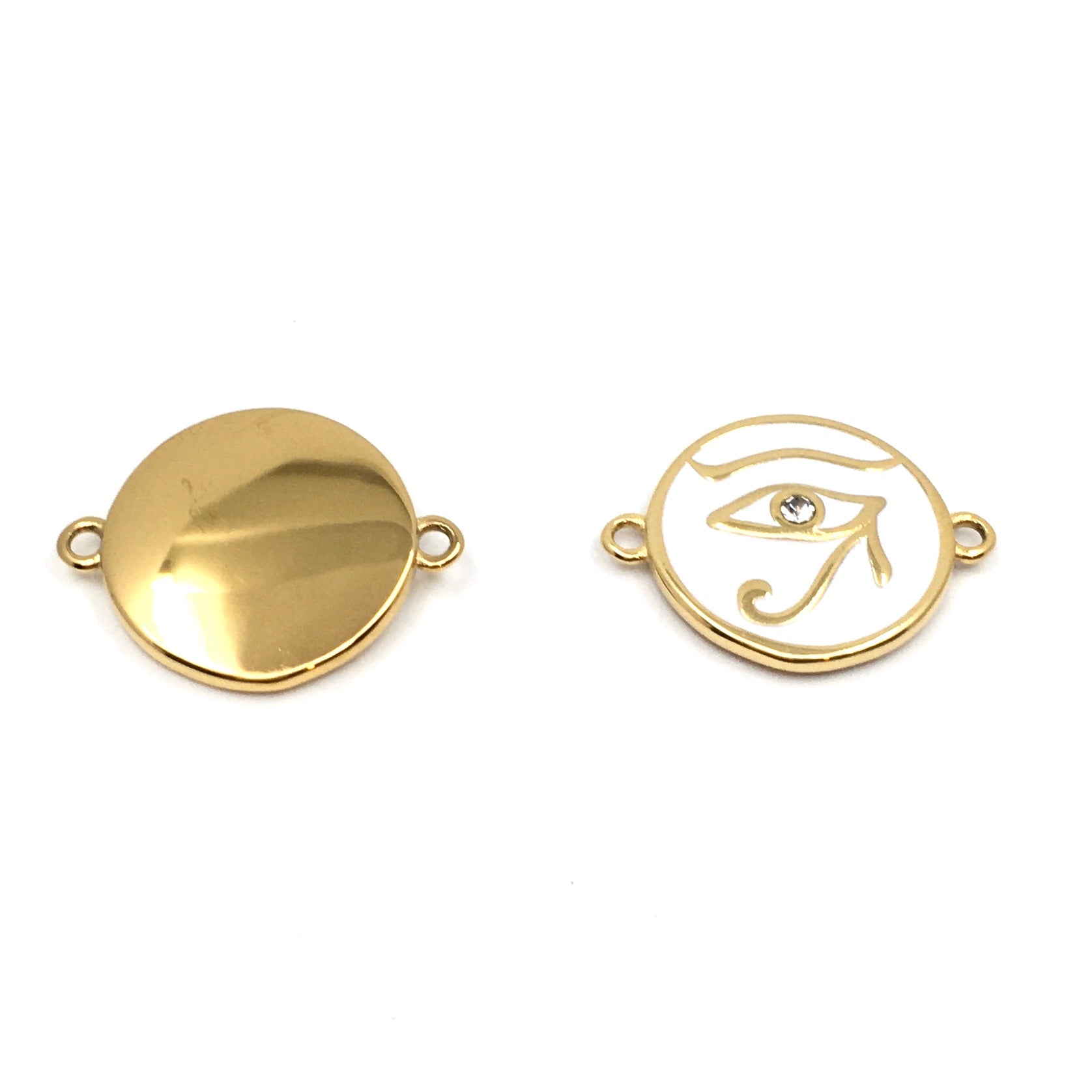 Gold Plated Steel Enamel Evil Eye Connector | Bellaire Wholesale