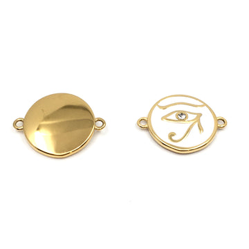 Gold Plated Steel Enamel Evil Eye Connector | Bellaire Wholesale