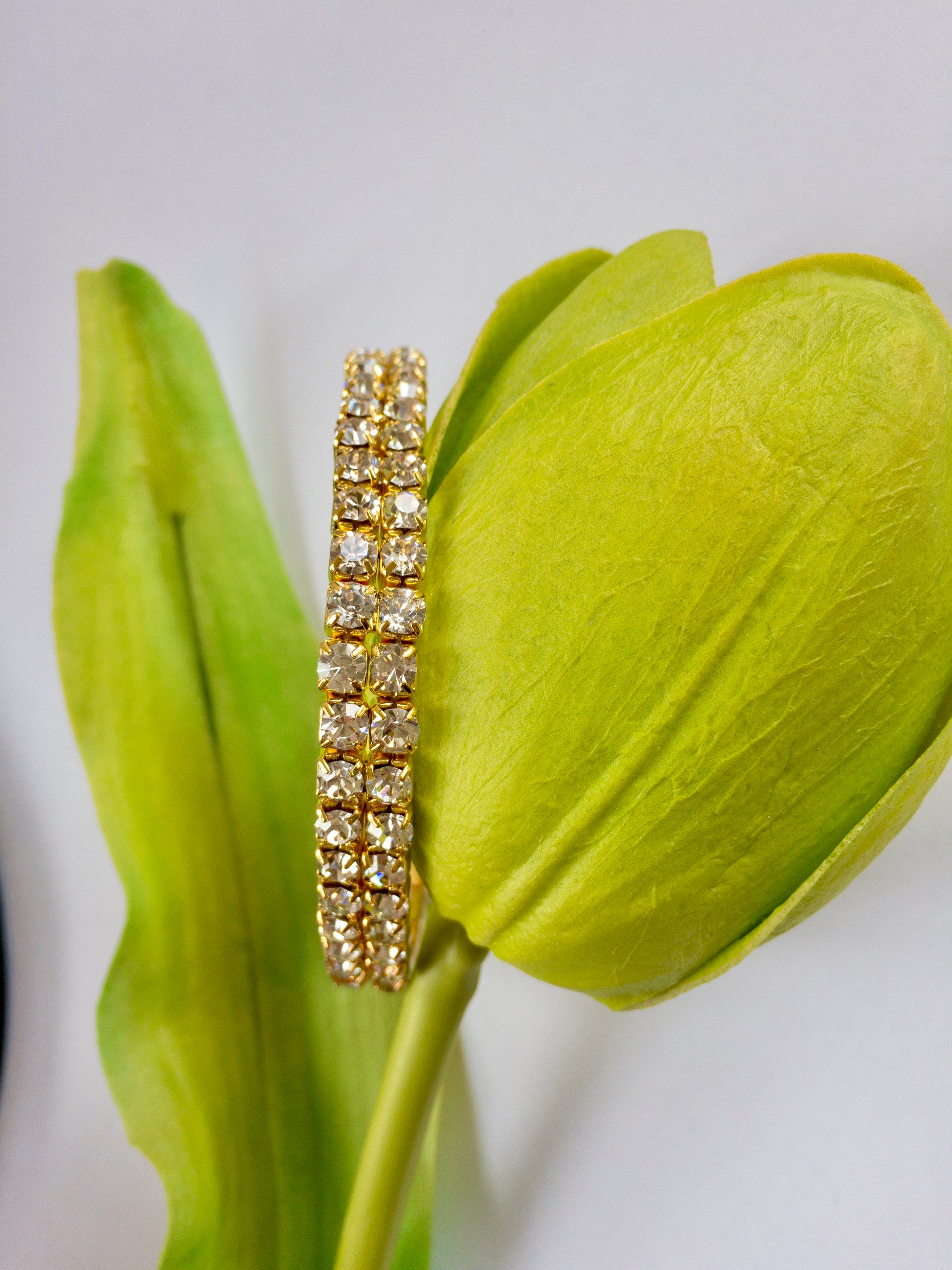 Gold with Clear Rhinestone stretchable bracelet | Bellaire Wholesale